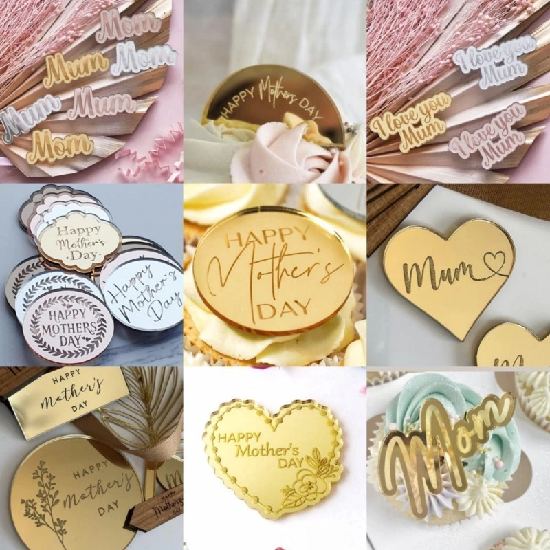 【มาใหม่】ป้ายแท็กอะคริลิค ลาย Happy Mothers Day สีทอง สําหรับตกแต่งเค้ก คัพเค้ก ของขวัญวันแม่ 5 ชิ้น