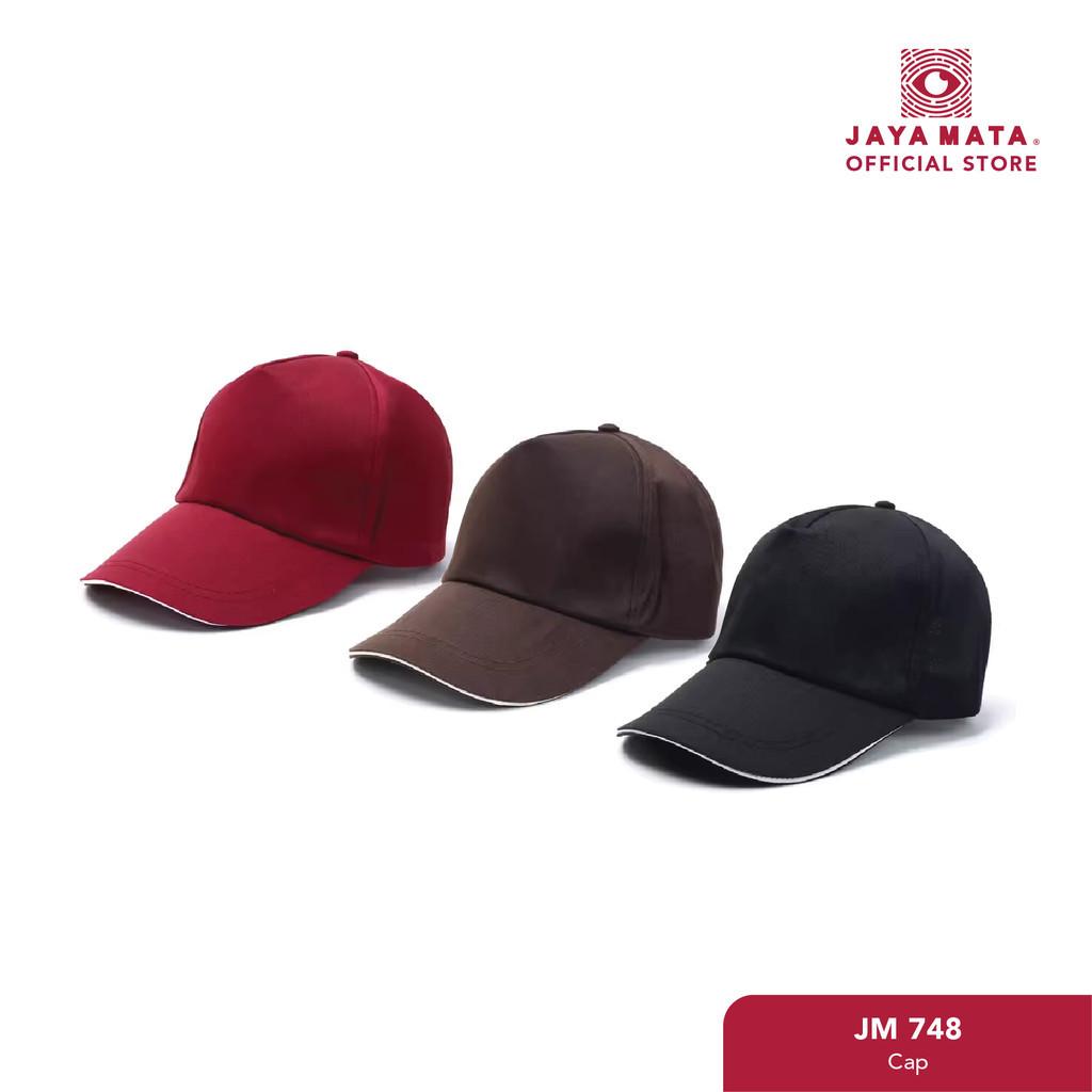 Jaya MATA หมวกแก๊ปธรรมดา ปรับได้ - สีน้ําตาลแดง / ดํา (1 ชิ้น) JM748