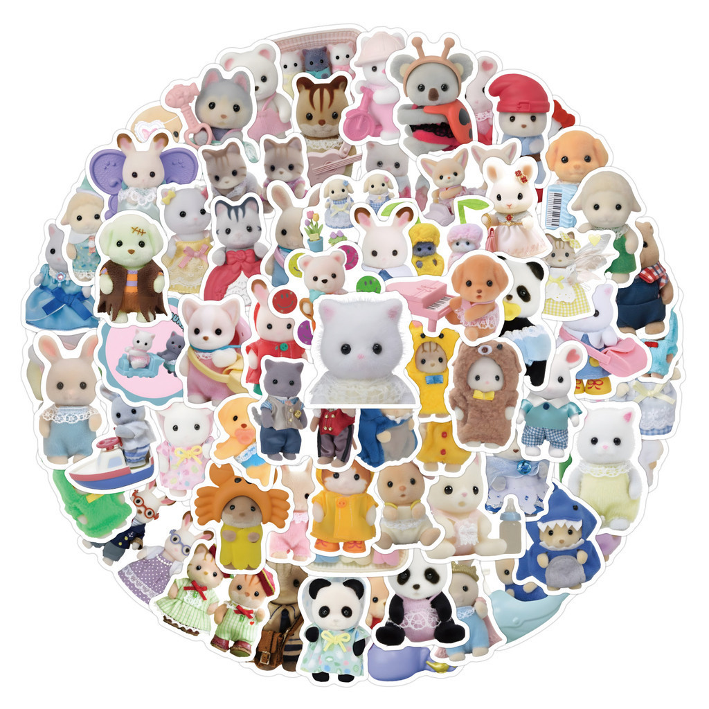 120/60pcs น่ารัก Calico Critters กันน้ํา Graffiti สติกเกอร์สําหรับบัญชีมือกรณีดินสอ Decals LanLanStickersWorld
