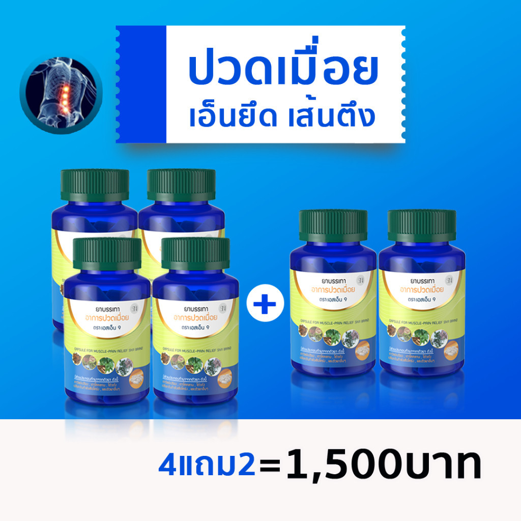 (ช่องบริษัท) 4แถม2 แก้ปวดเมื่อย สมุนไพรเถาวัลย์เปรียง SN9 เส้นจม เอ็นยึด ปวดคอไหล่ ปวดเข่า