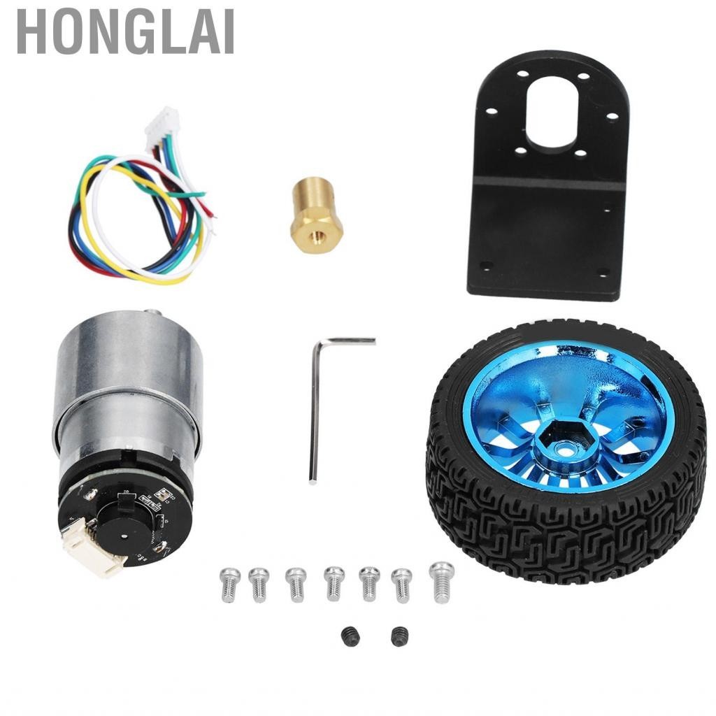 Honglai Encoder มอเตอร์ชุด CW CCW เพลา DC มอเตอร์เกียร์พร้อมวงเล็บล้อสำหรับ Balance รถ DC12V