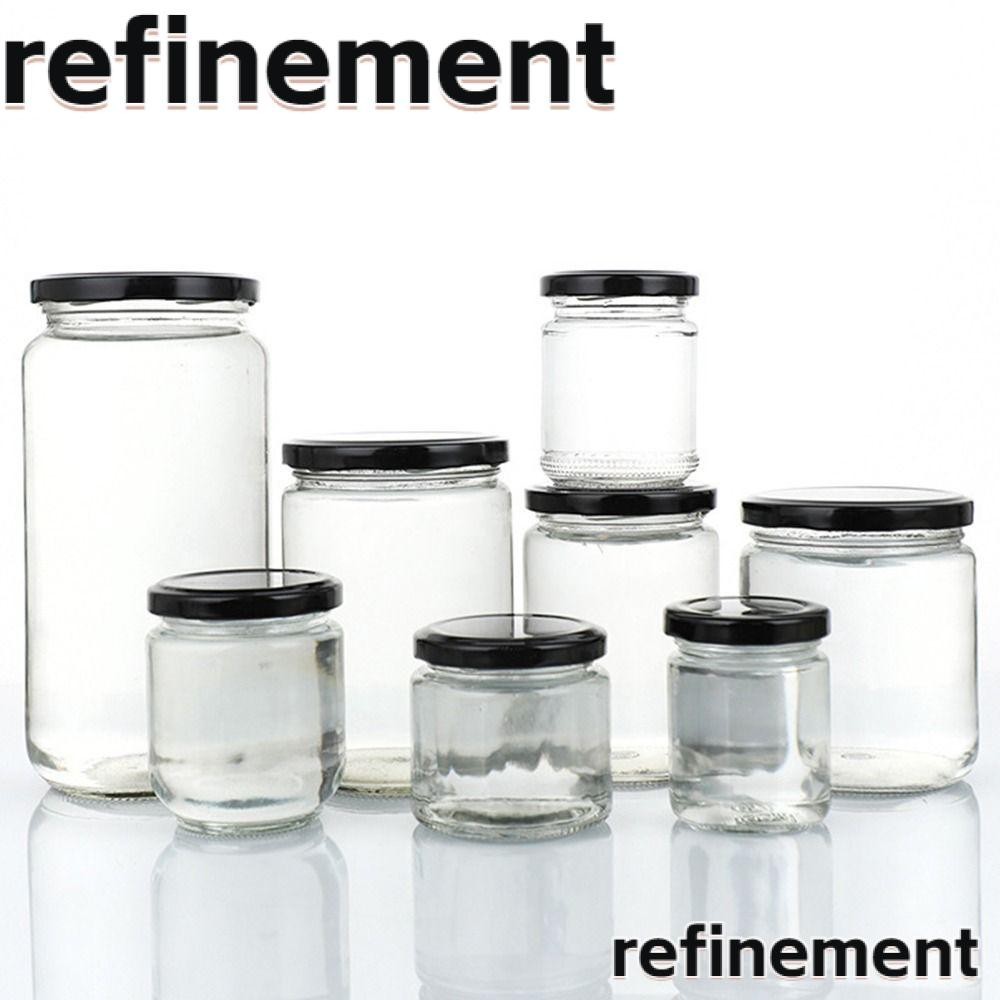 Refinement โหลแก้วใส่อาหาร ทรงกลม ขนาดเล็ก 100 มล. 150 มล. 195 มล. 240 มล. พร้อมฝาปิด สีดํา สําหรับห้องครัว 1 ชิ้น