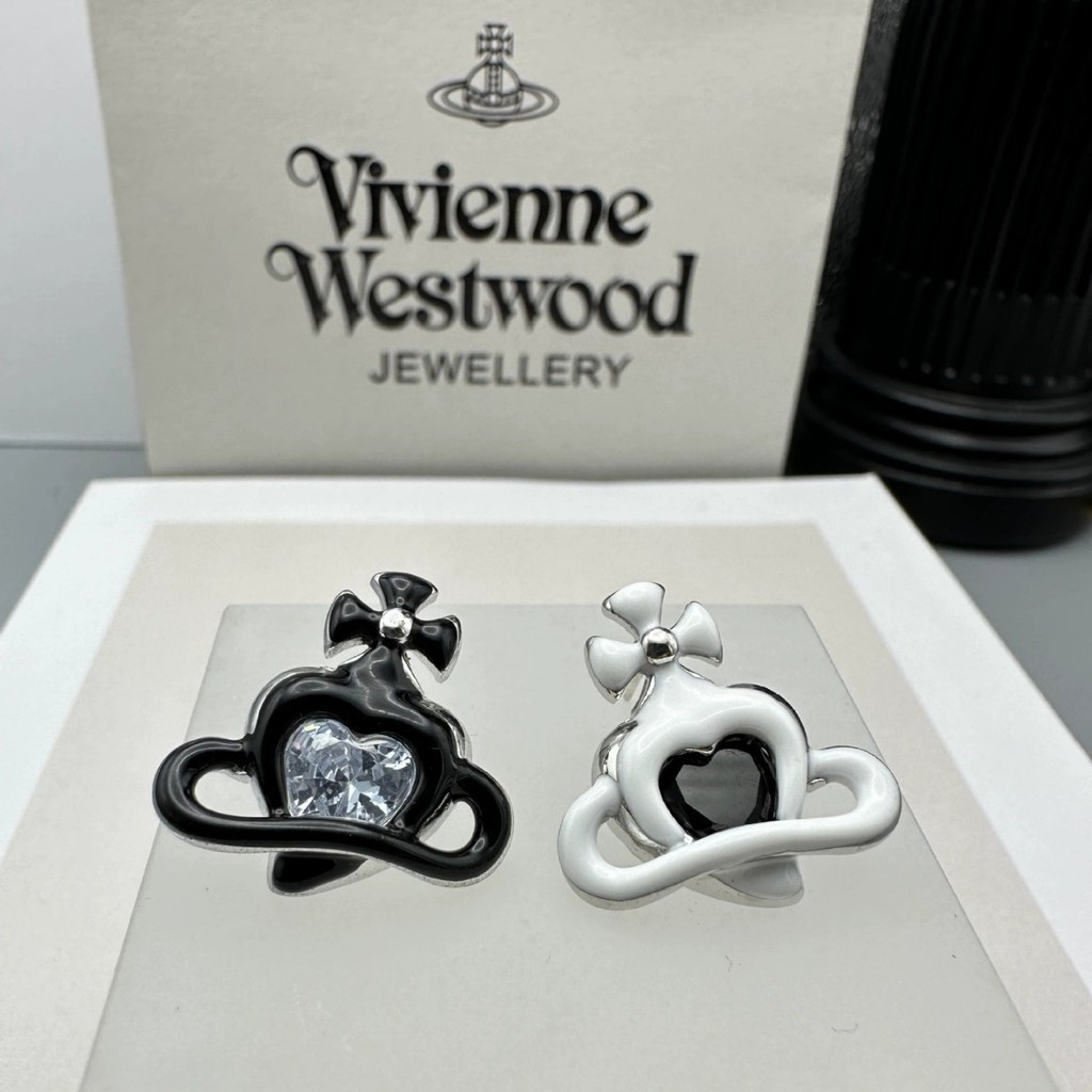Xiempress ใหม ่ สีดําและสีขาวหยดหัวใจฝังต ่ างหูสตั ๊ ดเซอร ์ โคเนียม Niche Design ต ่ างหู Simple Sweet Cool Temperament Wild