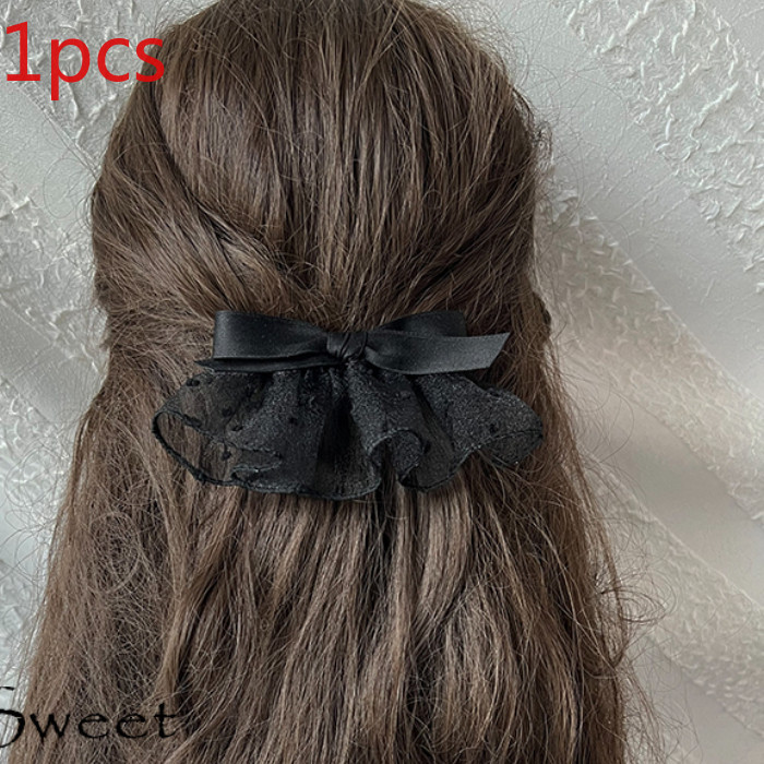 หงส์ดำ Bowknot ตาข่ายจับคลิปผู้หญิงกึ่งผูกผมคลิปพรีเมี่ยมรู้สึกฉลามคลิป Headwear ผม