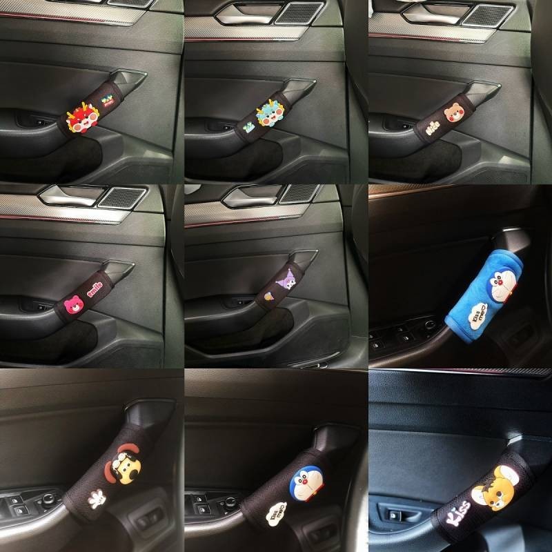 New Summer Ice Silk Cute Cartoon Doll Car Door Panel Handle Protective Cover Car Interior Door Hand Guard Stickers GwWP