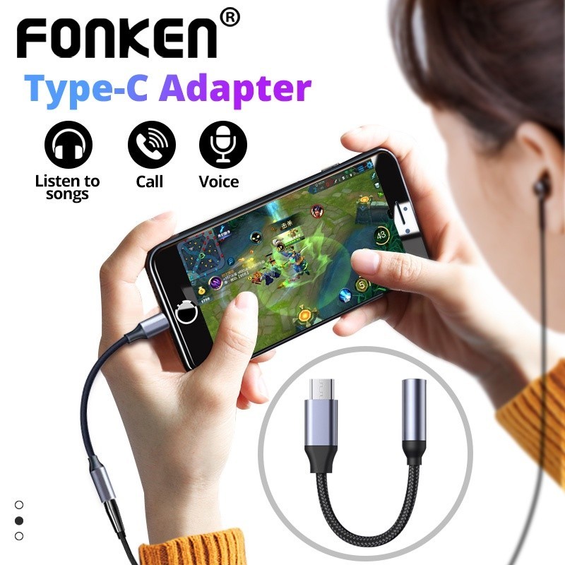 Fonken อะแดปเตอร ์ หูฟัง USB C ประเภท C ถึง 3.5 มม.สายแจ ็ คอะแดปเตอร ์ AUX Type-C 3.5 สายแปลงเสียง