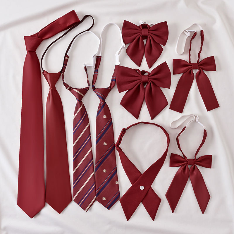 ไวน์แดง Tie Cross Bow Tie หญิง jk Preppy สไตล์ชุดตกแต่ง Bow Tie เสื้ออุปกรณ์เสริม DK Boy Tie