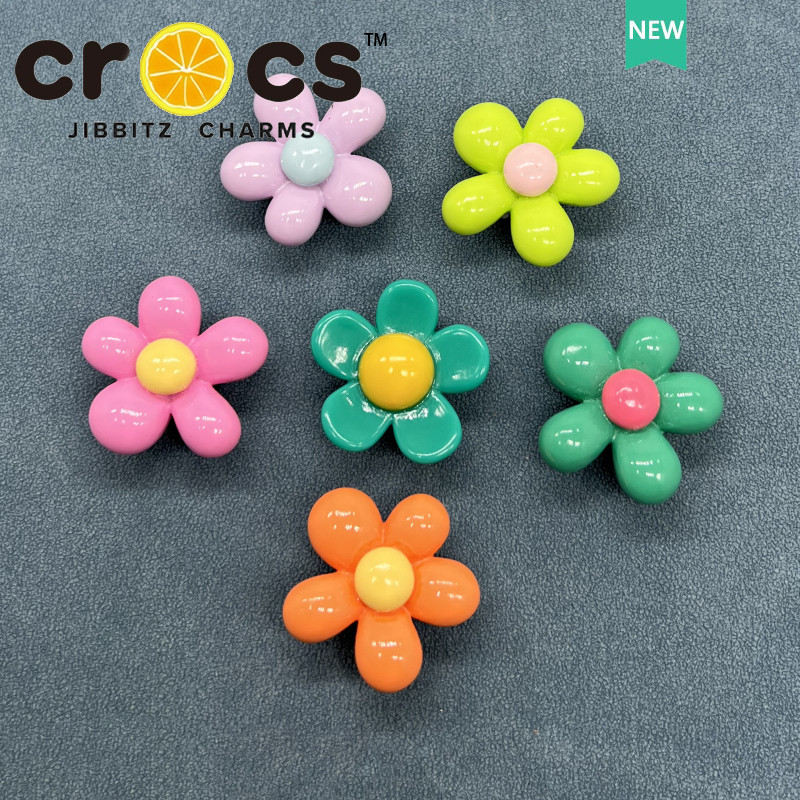 JIBBITZ cross charms ตัวติดรองเท้า ดอกไม้3Dสีสัน ตัวติดรองเท้า cross