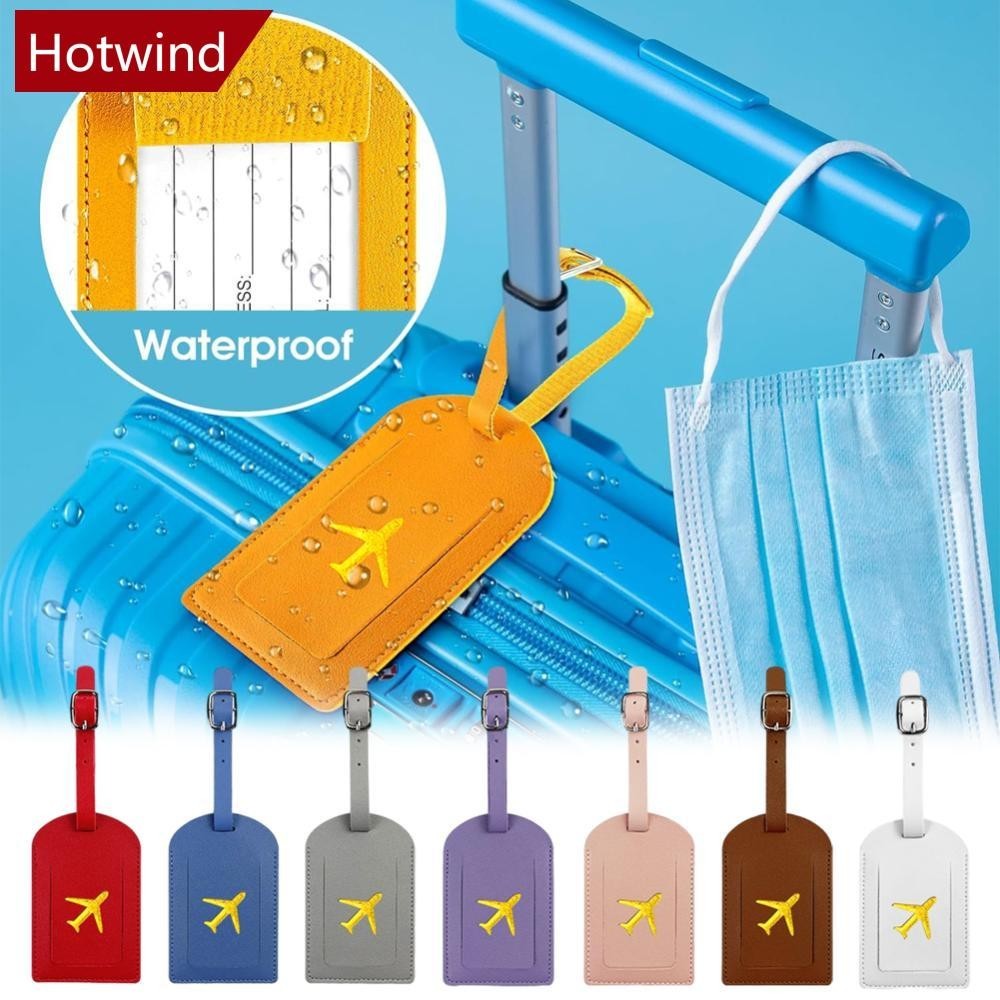 Hotwind PU หนังกระเป๋าเดินทางแท็ก Baggage Bag Tag กระเป๋าเดินทาง Identifier ป้ายลายเซ็นกระดาษ Glided Boarding Bag Tag Travel Accessory F4J7