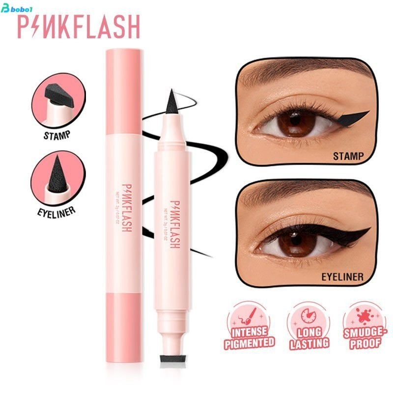 Pinkflash ติดทนนานกันน้ำ Wingled อายไลเนอร์ Double HEAD Seal STAMP Liquid Eye Liner ปากกา 2-in-1 Fast แห้ง 0.1mm Nib ง่ายต่อการควบคุม,bobo1