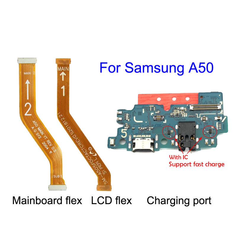 Gi2p &Charing พอร์ตเชื่อมต่อเมนบอร์ดแม่บอร์ด LCD Flex สําหรับ Samsung Galaxy A50&