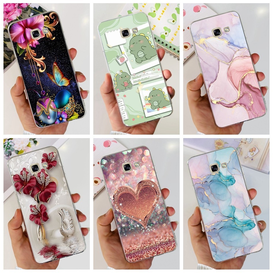 สําหรับ Samsung Galaxy A5 2017 Casing Fashion Marble Love Heart Clear Slim Soft Silicone ฝาหลังสําหรับ Samsung A5 2017 SM-A520F Case