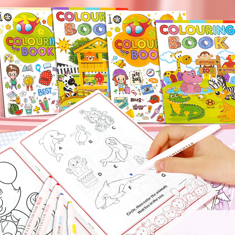 สมุดระบายสี​ สมุดระบายสีการ์ตูน ลายการ์ตูน สุดฮิต เหมาะสำหรับเด็กอนุบาล 2-3-6-8 ปี กระดาษหนาและไม่ฉีกขาดง่าย