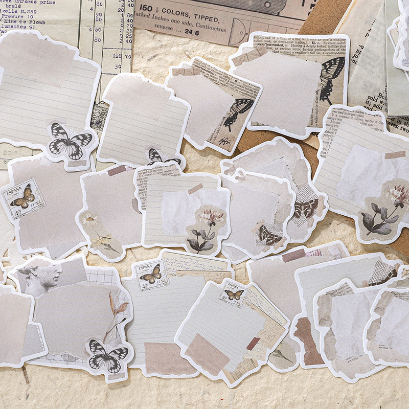 Journamm 20 ชิ้น/แพ็ค Retro Series สติกเกอร์ DIY Scrapbooking กระดาษ Art Collage เครื่องเขียนตกแต่งไดอารี่ Craft Writable สติกเกอร์