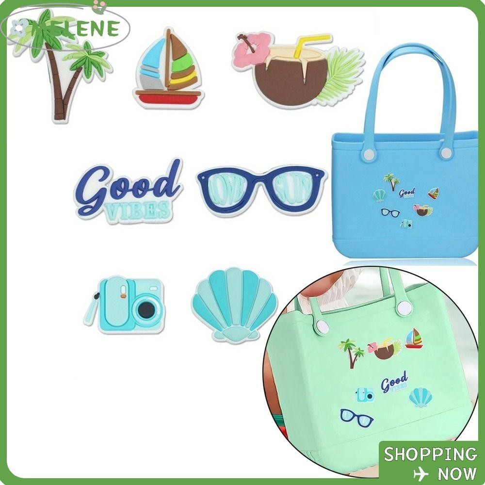 Melene 7 ชิ้นกระเป๋าชายหาดอุปกรณ์เสริม Charms, DIY กันน้ํา Charms สําหรับ Bogg กระเป๋าอุปกรณ์เสริม,สําหรับยางกระเป๋าชายหาดหลุม Beach Totes กระเป๋าตกแต่งสําหรับ Bogg กระเป๋า/กระเป๋าชายหาด