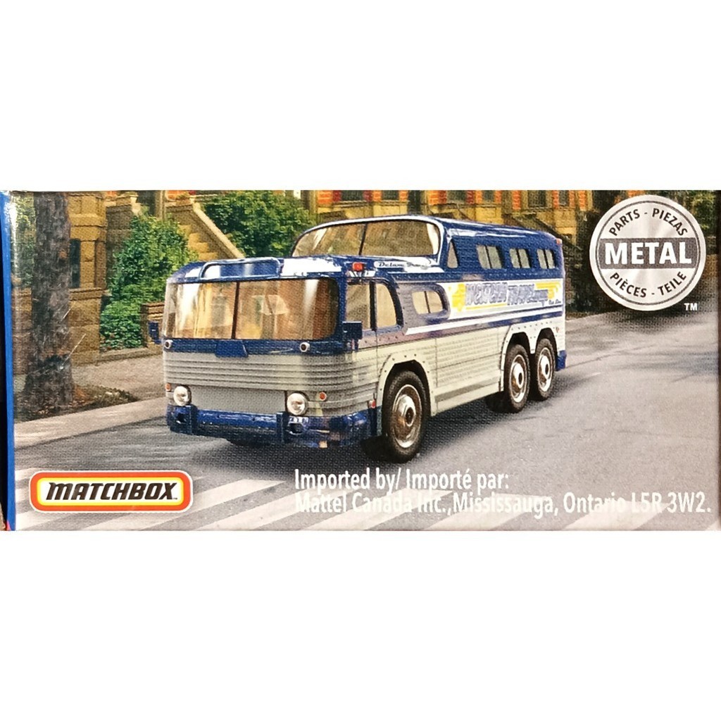 Matchbox Matchbox GMC Grey Dog Bus Bus สีน ้ ําเงิน GMC SCENIC CRUISER การ ์ ดบอร ์ ด