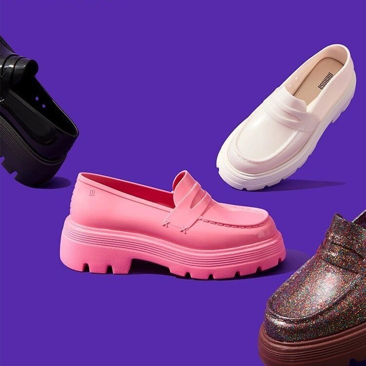 Melissa Loafers Thick-Soled Platform Sole Solid Color Single Shoes