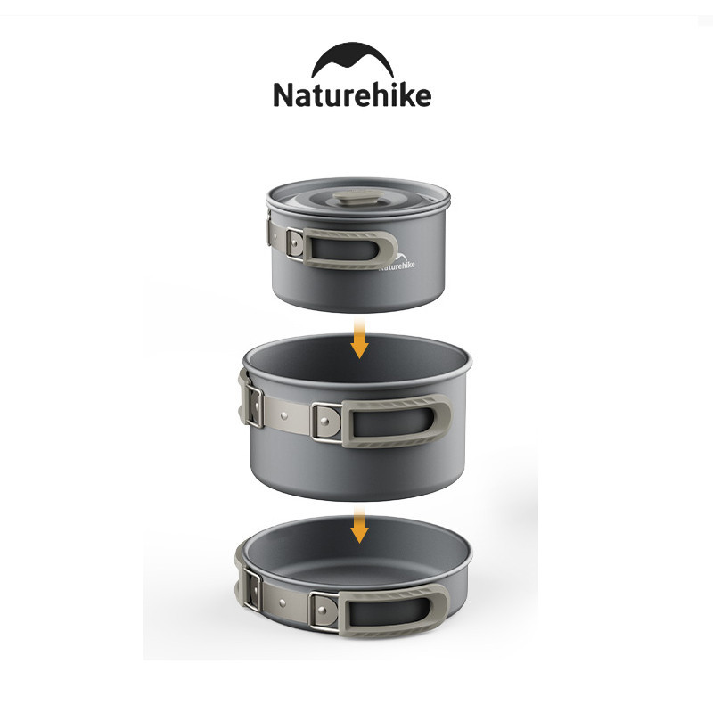 Naturehike Camping Pot Pan กาต้มน้ําน้ําหนักเบากลางแจ้ง Camping ชุดเครื่องครัวสําหรับ Backpacking Ca
