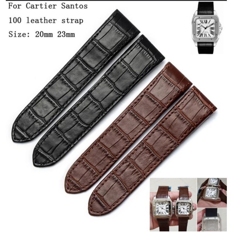 Cartier Santos Catir Leather Watch Strap Super Leather Men Women