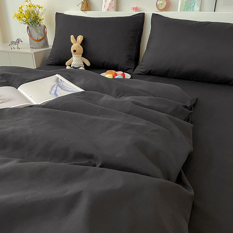 1 PC Pure Black Quilt Cover Simple Style Brushed Quilt Case Single Double Queen King Size ผ้าห่ม Cover - รูปที่ 3