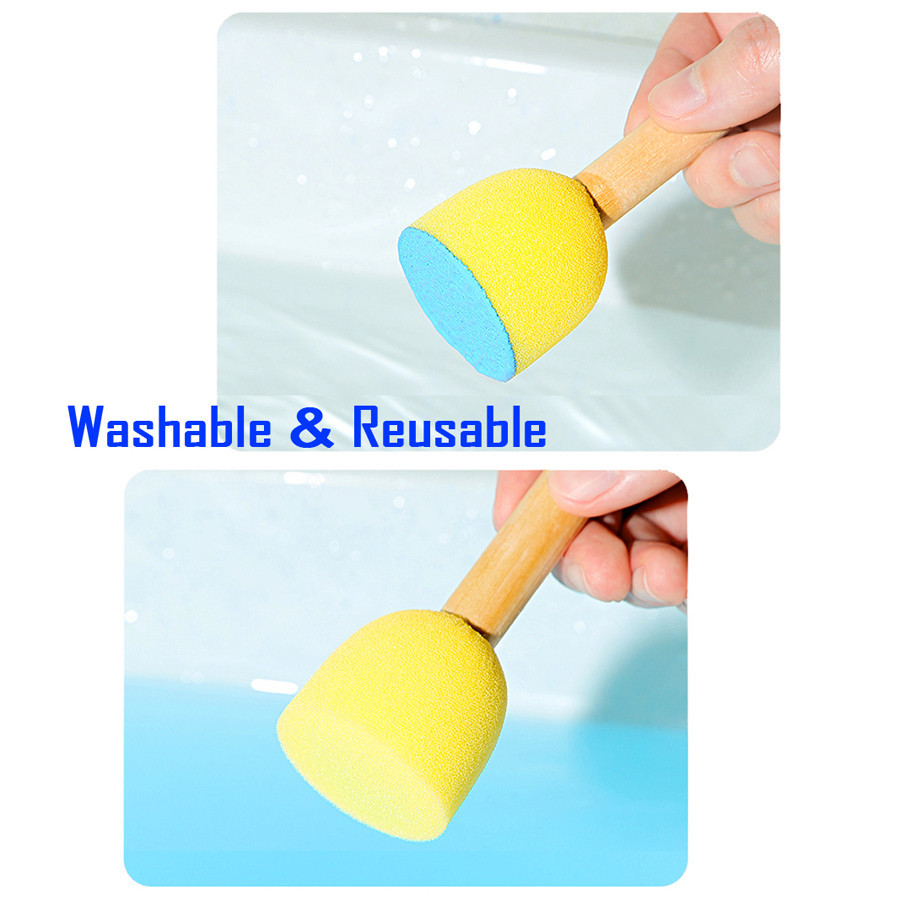 10 ชิ ้ น/ชุดฟองน ้ ําแปรงทาสีไม ้ จับทรงกลมลายดอกไม ้ ฟองน ้ ําซีลศิลปะภาพวาดเครื ่ องมือสําหรับเด ็ กนักเรียน - รูปที่ 4