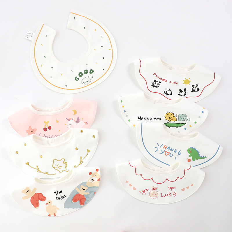 Baby A Class Combed Cotton Bib เด็กผ้าเช็ดปากกันน้ําทารกแรกเกิดการ์ตูนพิมพ์ผ้าเช็ดตัว Ins สไตล์เด็ก Bib กินกระเป๋า