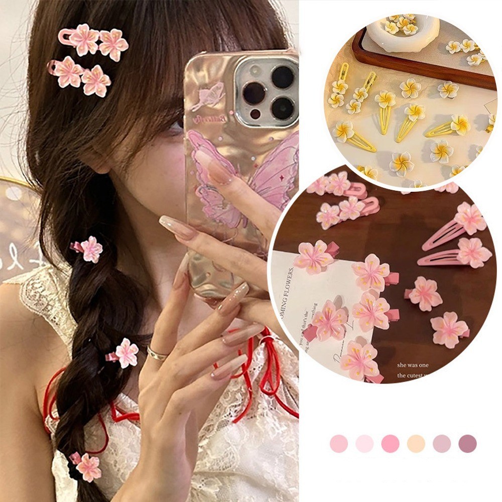 ใหม ่ หวานสีชมพูดอกไม ้ ด ้ านข ้ างหัก Bangs กิ ๊ บติดผม Headwear สําหรับผู ้ หญิง