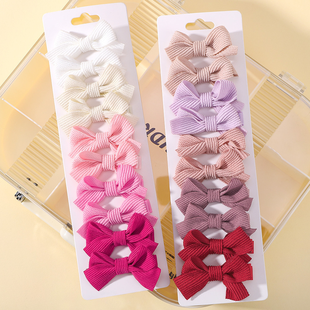 10pcs/set สาวสีทึบโบว ์ Hairpins ปลอดภัยเจ ้ าหญิงคลิปผมเด ็ กทารกบูติกอุปกรณ ์ เสริมผม