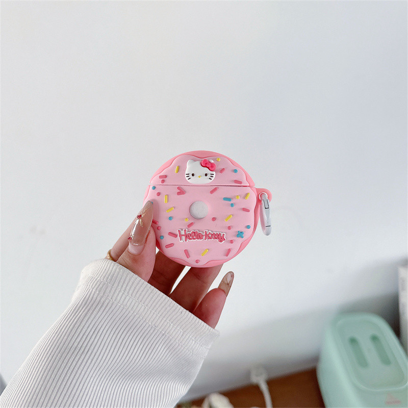 (AirPods4 Case)doughnut Hello Kitty Case สําหรับ AirPods4(2024)1/2/3/Pro/Pro2 เคสซิลิโคนอ่อนนุ่มพร้อมคาราบิเนอร์ ราคา ถูกที่สุด ดีลบีเคเค แกลเลอรีภาพที่ 7