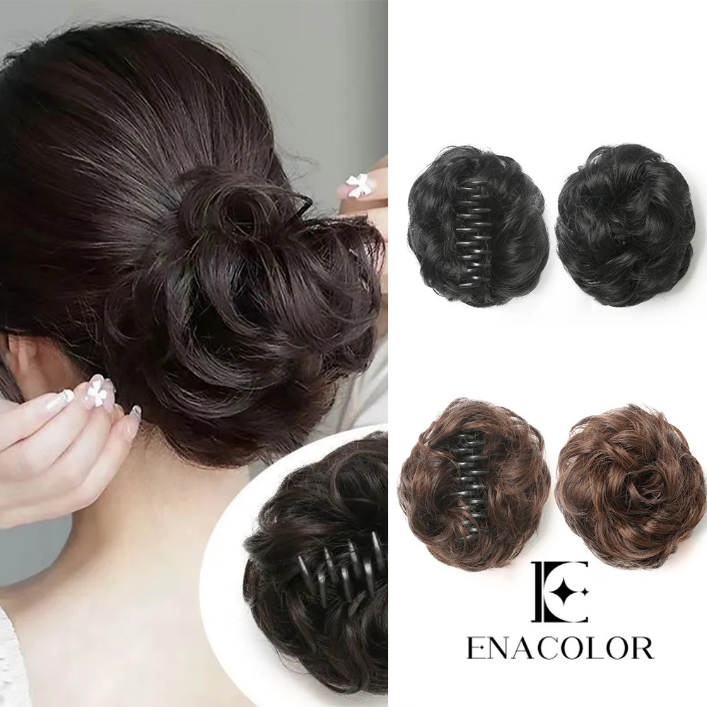 Enacolor ธรรมชาติปุยผมประดิษฐ ์ Updo หญิง Bun หัววิกผม Hairpiece วิกผม Claw คลิป