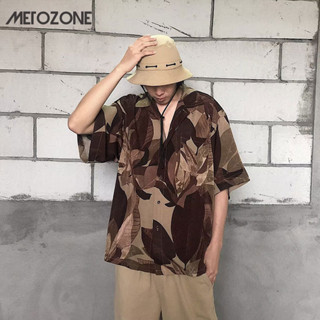 เมโทโซน ญี่ปุ่นฮาราจูกุย้อนยุคฮาวายชายหาดดอกไม้เสื้อพิมพ์ผ้า…