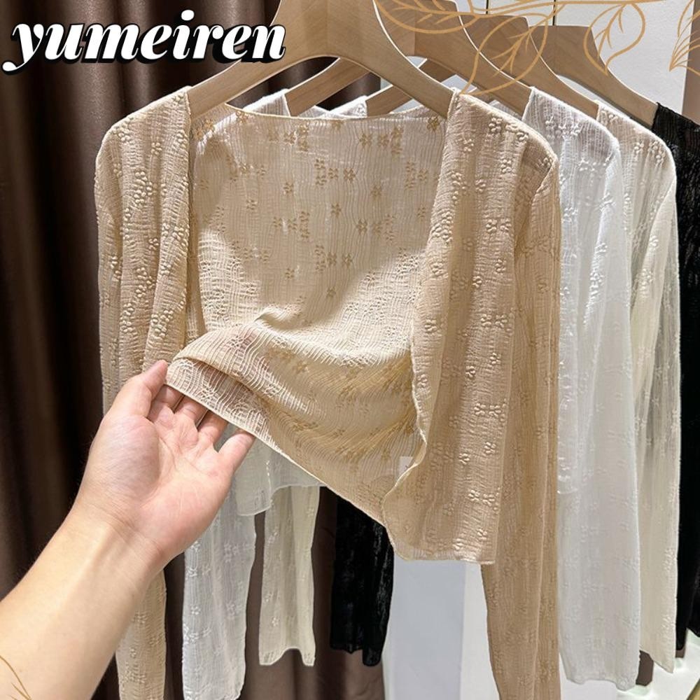 Yumeiren ถักคาร ์ ดิแกน Loose, Hollow V คอสุภาพสตรี Shawl, คุณภาพสูงบางหลวมสีทึบครีมกันแดดเสื ้ อผู ้ หญิง