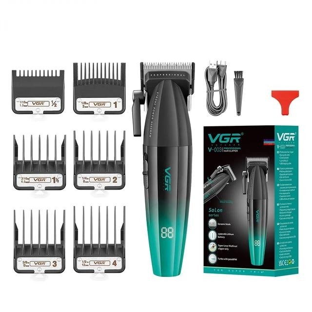 VGR Professional ปัตตาเลี่ยนผมไฟฟ้าผู้ชายปรับไร้สาย 9000 RPM ปัตตาเลี่ยนไฟฟ้า V-003