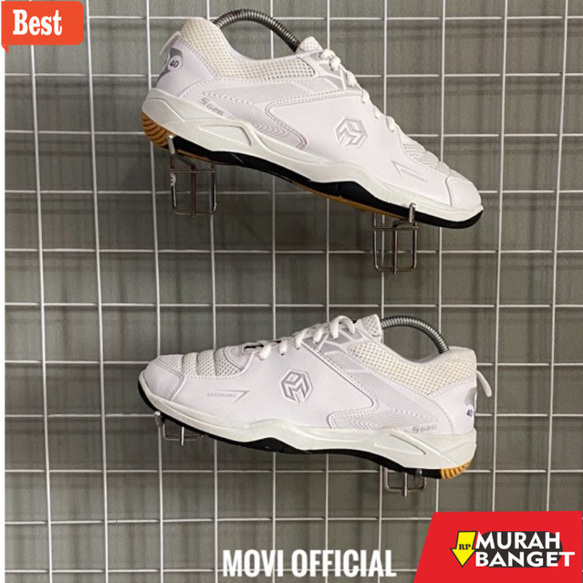 รองเท้า BADMINTON สุดเท่ ORIGINAL MOVI ERGO WHITE SILVER BADMINTON รองเท้าสําหรับผู้ชายและผู้หญิง