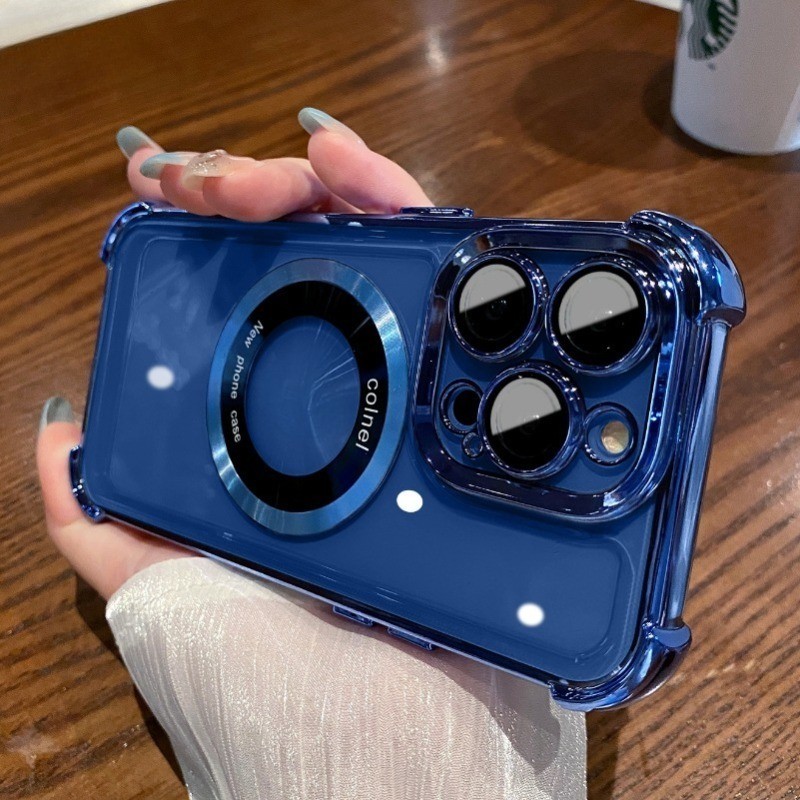 ใหม่ชาร์จแม่เหล็กสําหรับ iPhone 15 Pro Max ถุงลมนิรภัยกันกระแทกแม่เหล็กโปร่งใสซิลิโคนสําหรับ iPhone 11 12 13 14 Pro Max