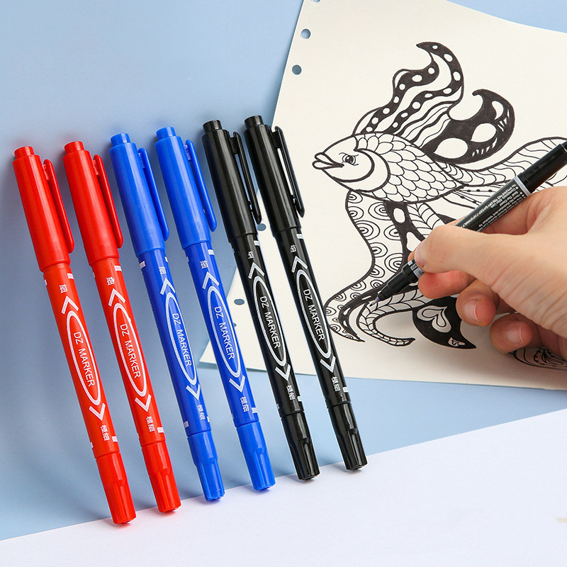 ปากกาเขียนแผ่นซีดี 2 หัว ปลายคู่ ปากกา 2 สี 2 ขนาดพกพาสะดวก