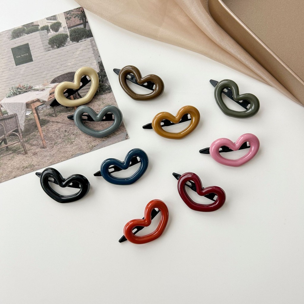 4เซนติเมตรหวานหัวใจสีชมพูกิ๊บเกาหลีน่ารักขนาดเล็กเรียบคลิปที่มีสีสันกิ๊บสําหรับเด็กสาว