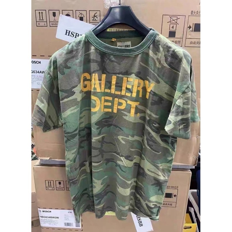 แกลเลอรี่ แผนก โลโก้ตัวอักษรพื้นฐานครั้งแรกของ สโลแกนพรางแขนสั้นเสื้อยืดถนนสูงทําจากผ้าฝ้ายแท้