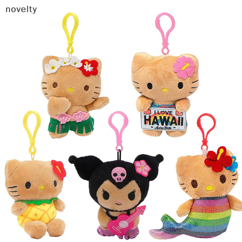 Nly Sanrio Hello Kitty Kuromi ตุ๊กตาตุ๊กตาที่เต็มไปด้วยพวงกุญแจ Dark Skin Hawaiian Series อะนิเมะการ์ตูนของเล่นตุ๊กตากระเป๋าจี้ Ch N