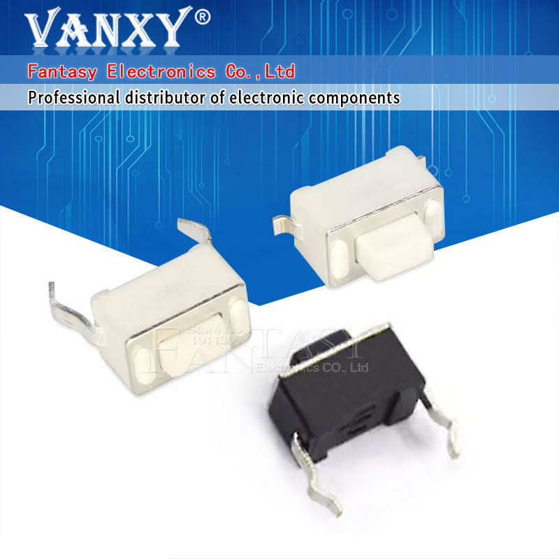 100pcs 3*6*5 มม.3*6*4.3 มม.2pin SMD Tact สวิทช์ปุ่มกดสีขาวปุ่มสวิทช์สัมผัส 3x6x5H 3*6*5 3*6*4.3 2P สีดําสีขาว DIP อิเล็กทรอนิกส์ component