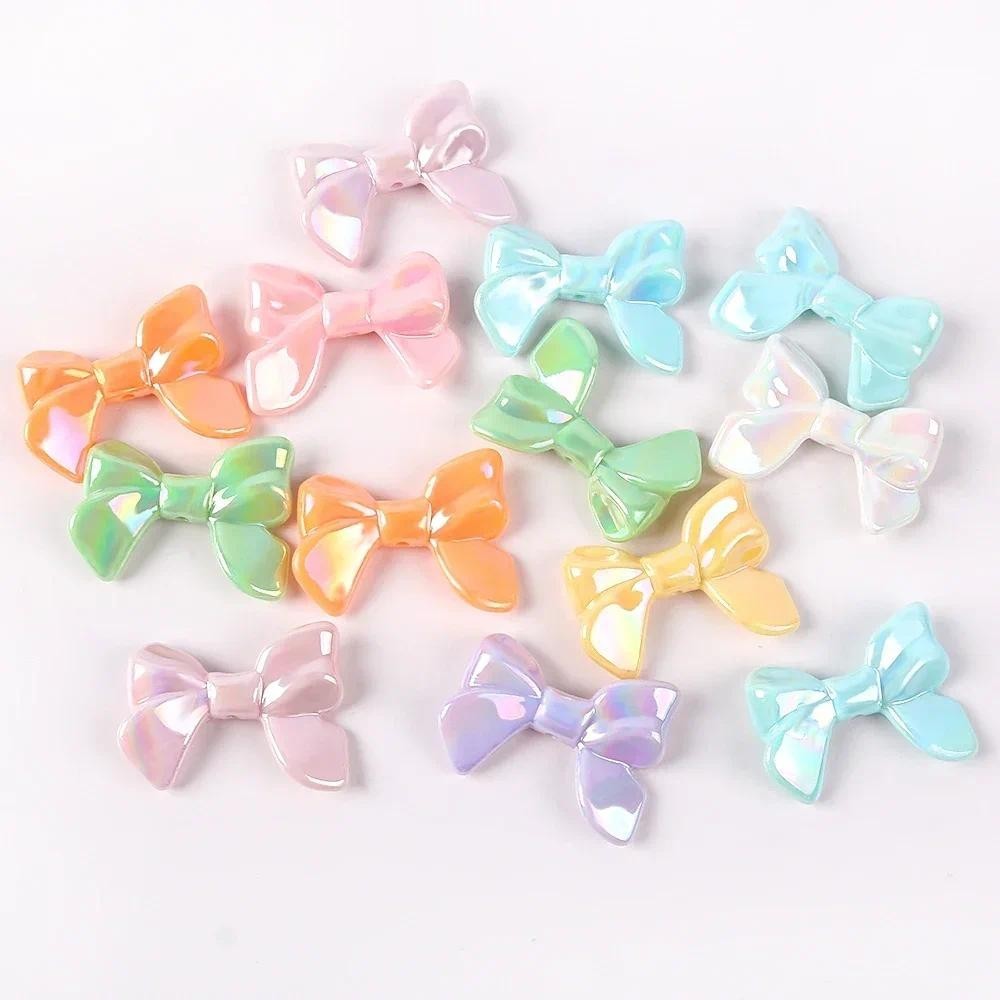 10 ชิ้นอะคริลิคโบว์ลูกปัดอะคริลิค Spacer ลูกปัด AB สี DIY มือลูกปัดสร้อยข้อมือวัสดุเครื่องประดับ Accessorie