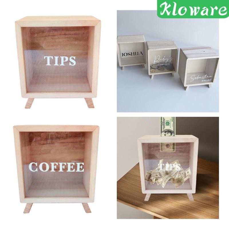 [Kloware ] Bank Jar Tip Box Tip Jar กระปุกออมสินไม้ สําหรับเงินไม้ อเนกประสงค ์ วันเกิด