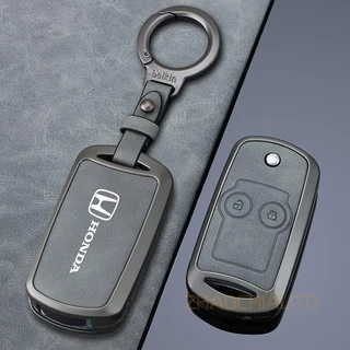 กระเป๋ากุญแจรถยนต์ honda โลหะและหนังกุญแจรถสําหรับ Honda Civic Accord Fb พับ Key,รีโมทคอนโทรลกุญแจรถกรณี