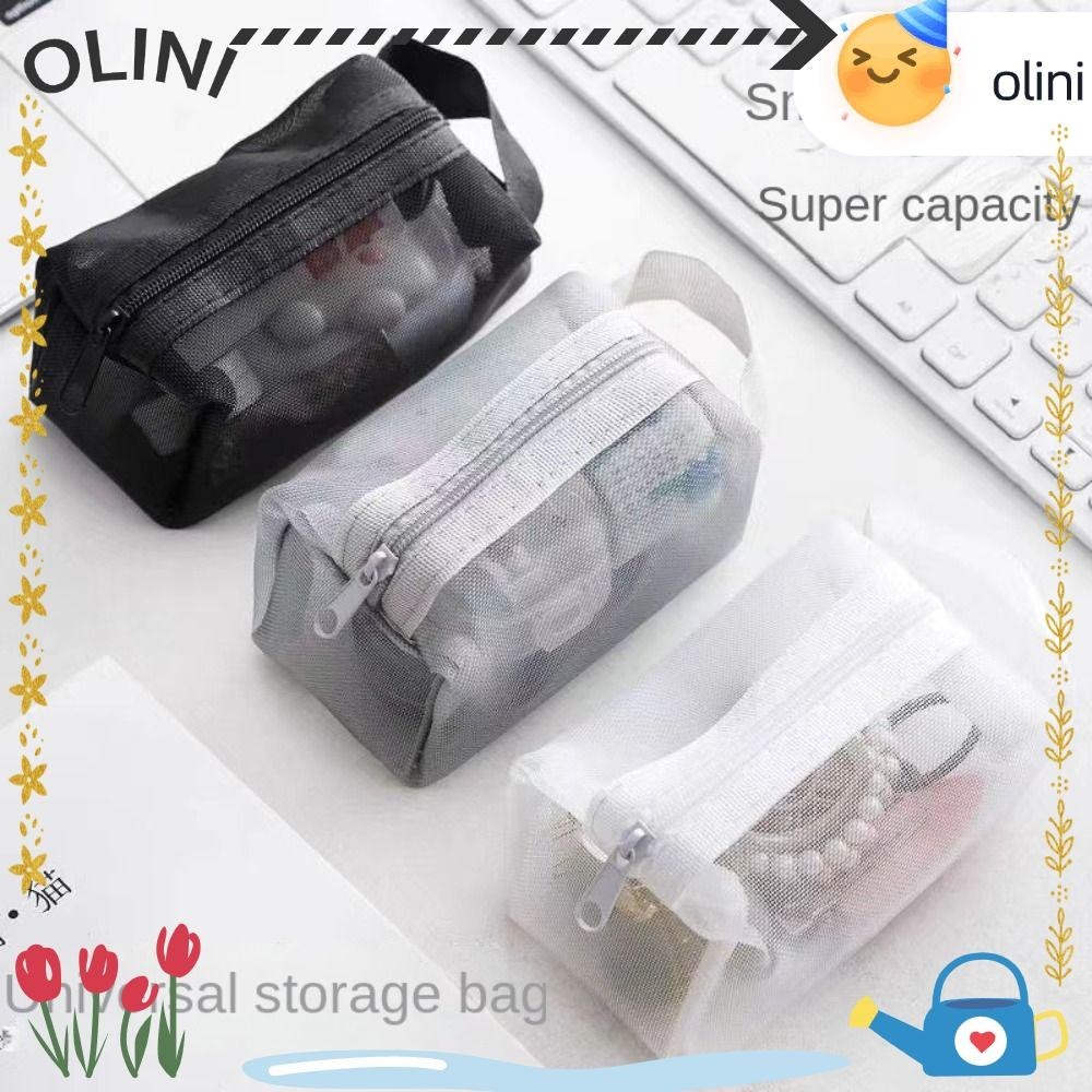 Olini Square Mesh Storage Pouch, Mini Wash Bag Breathable Mini Zipper Coin Purse, น ้ ําหนักเบาเครื ่ องเขียนความจุขนาดใหญ ่