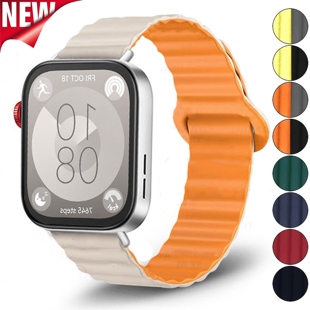 ซิลิโคนสายนาฬิกาแม่เหล็กสําหรับ Huawei Watch Fit 3 Band สีสันสร้อยข้อมือกีฬากันน้ําสําหรับ Huawei Fit 3 Watchband Accessorie