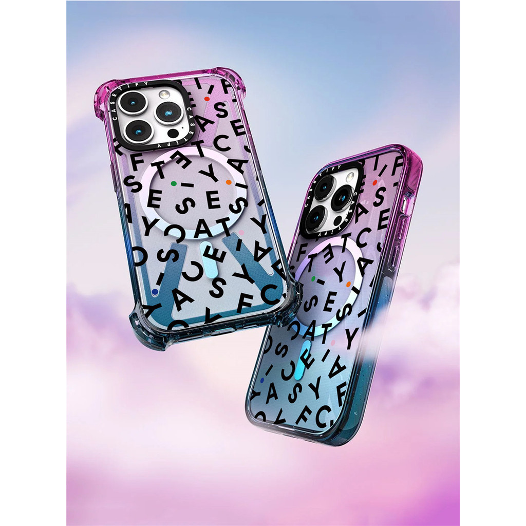Casetify X ตัวอักษรรวมกันผ้าฝ้าย Candy Collection สีอะคริลิคใสกลับ TPU Edge กรณีเคสโทรศัพท์ Impact สําหรับ Apple IPhone 12 13 14 15 Pro Max Plus พร้อมกล่อง