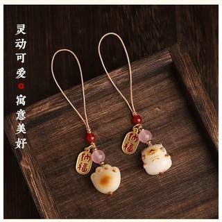 จี้โทรศัพท์มือถือ Bodhi Cat Claw Lucky Cat ห่วงโซ่โทรศัพท์มือถือจี้เชือกเส้นเล็กน่ารักหญิงเคสโทรศัพท์พวงกุญแจจี้