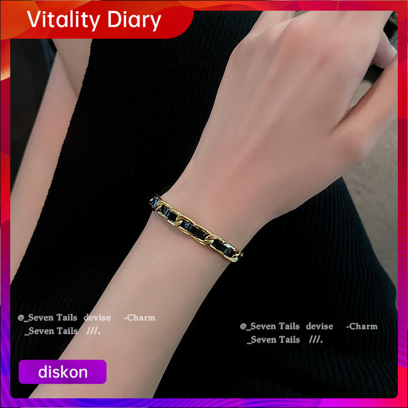 ผู้หญิงเกาหลีสแตนเลสไทเทเนียมสร้อยข้อมือสร้อยคอถักหนังโซ่ กระดูกไหปลาร้า สร้อยข้อมือแฟชั่นสร้อยคอสร้