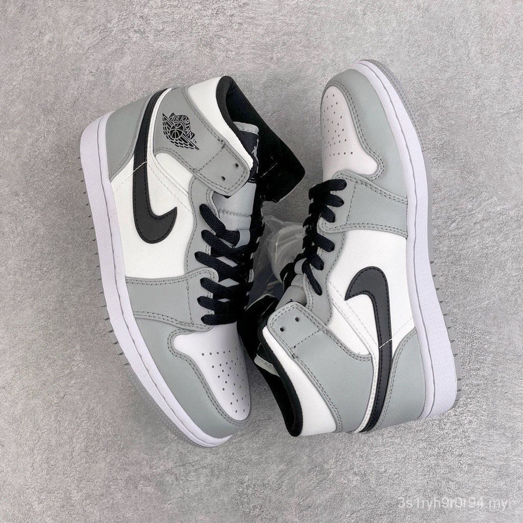 E2ii NK Air Jordan 1 Mid SE Light Smoke Grey AJ1 Men Running Shoes Men and Women Sports Shoes Real 2