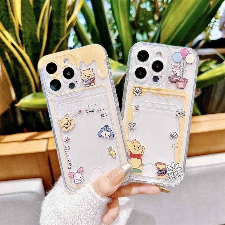 Honey Winnie the Pooh Balloon card Caseกันกระแทกเคสโทรศัพท์Iphone 15 14 pro Max 13 12 11 pro Max Apple 15PRO 14PRO 13PRO XS Max XR X 6 6S 8 7 PLUS SE2 SE3 13 12 mini Case